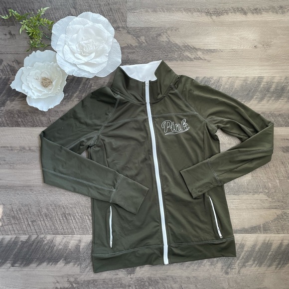 💚 Victoria’s Secret PINK Zip-Up Athletic Jacket - Picture 1 of 5